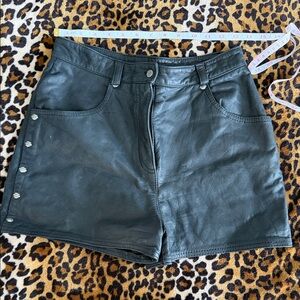 Harley-Davidson Black Leather High Waist Shorts